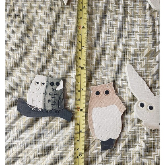 Owls Wind Chimes Driftwood Rustic Cabin Decor w/ Painted Ceramic Figs Handmade - Picture 8 of 9